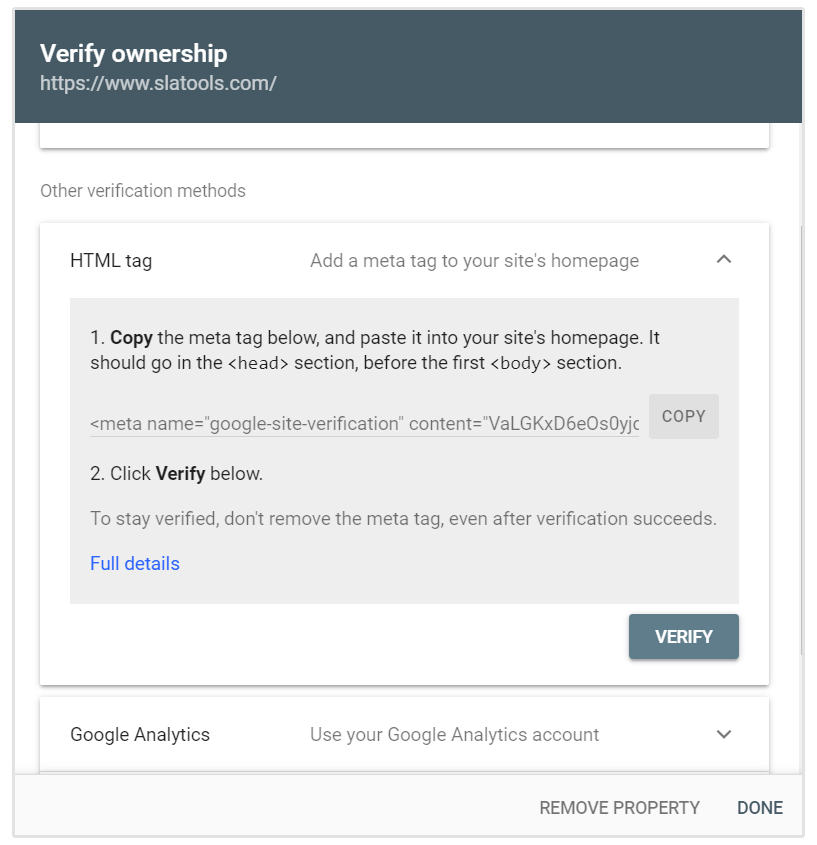 HTMLタグ検証 Google Search Console